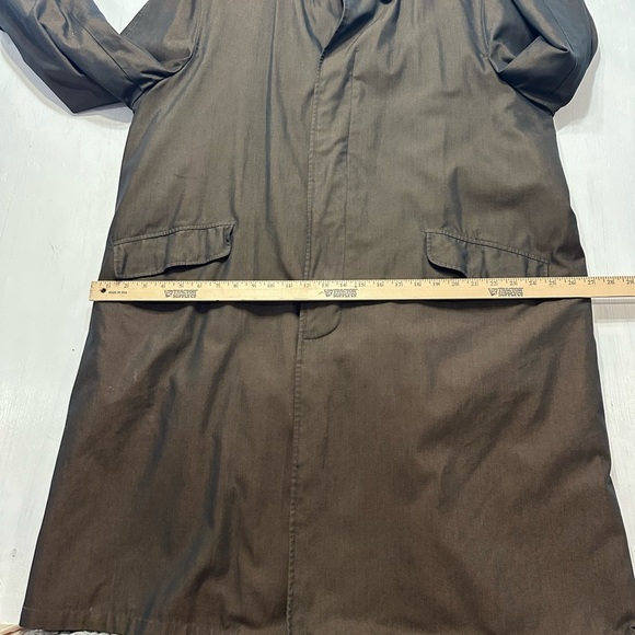 1960s 70s Vintage Larini Men’s 44L Brown Raincoat Overcoat Cravenette Lined - Picture 5 of 12